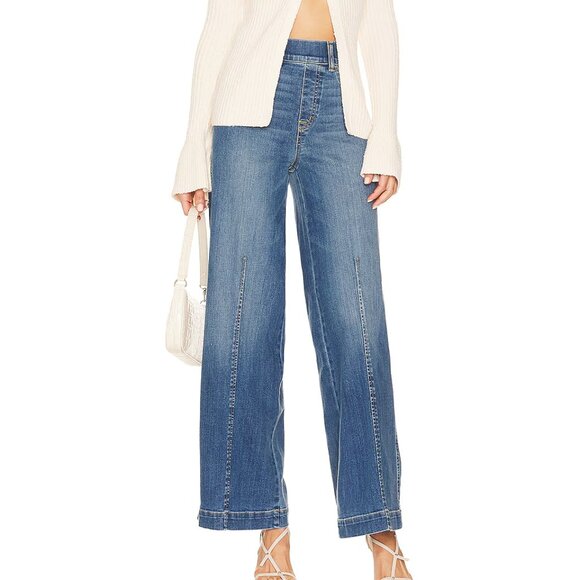 SPANX Blue Wide-Leg Jeans Size: Small Tall